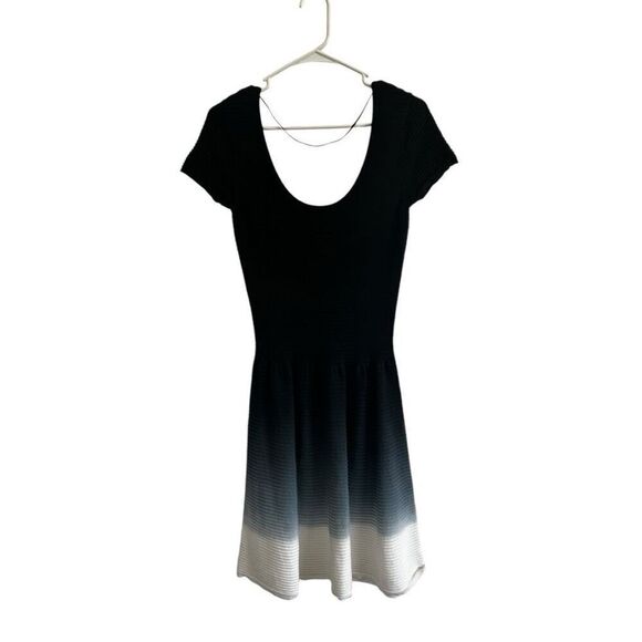 Sandro Paris Blue Ombre Textured Mini Dress Size 2 Scoop Neck Tye Dye Dipped - Picture 1 of 13
